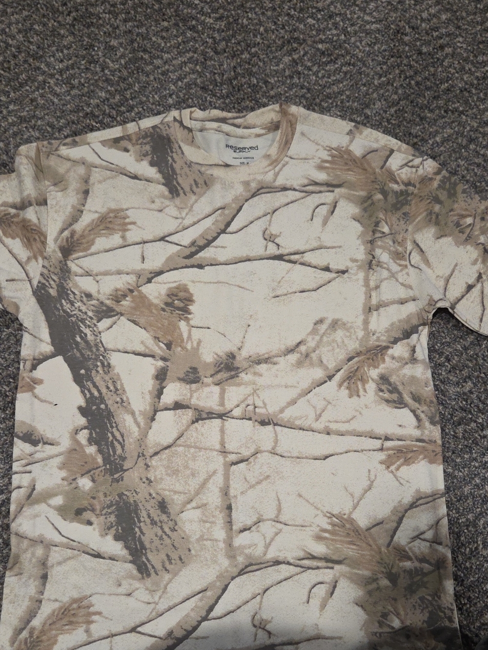 Reserved Long Sleeve Camo Tee in Beige and Brown